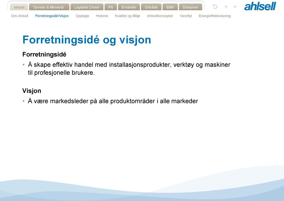 Energieffektivisering Forretningsidé og visjon Forretningsidé Å skape effektiv handel med