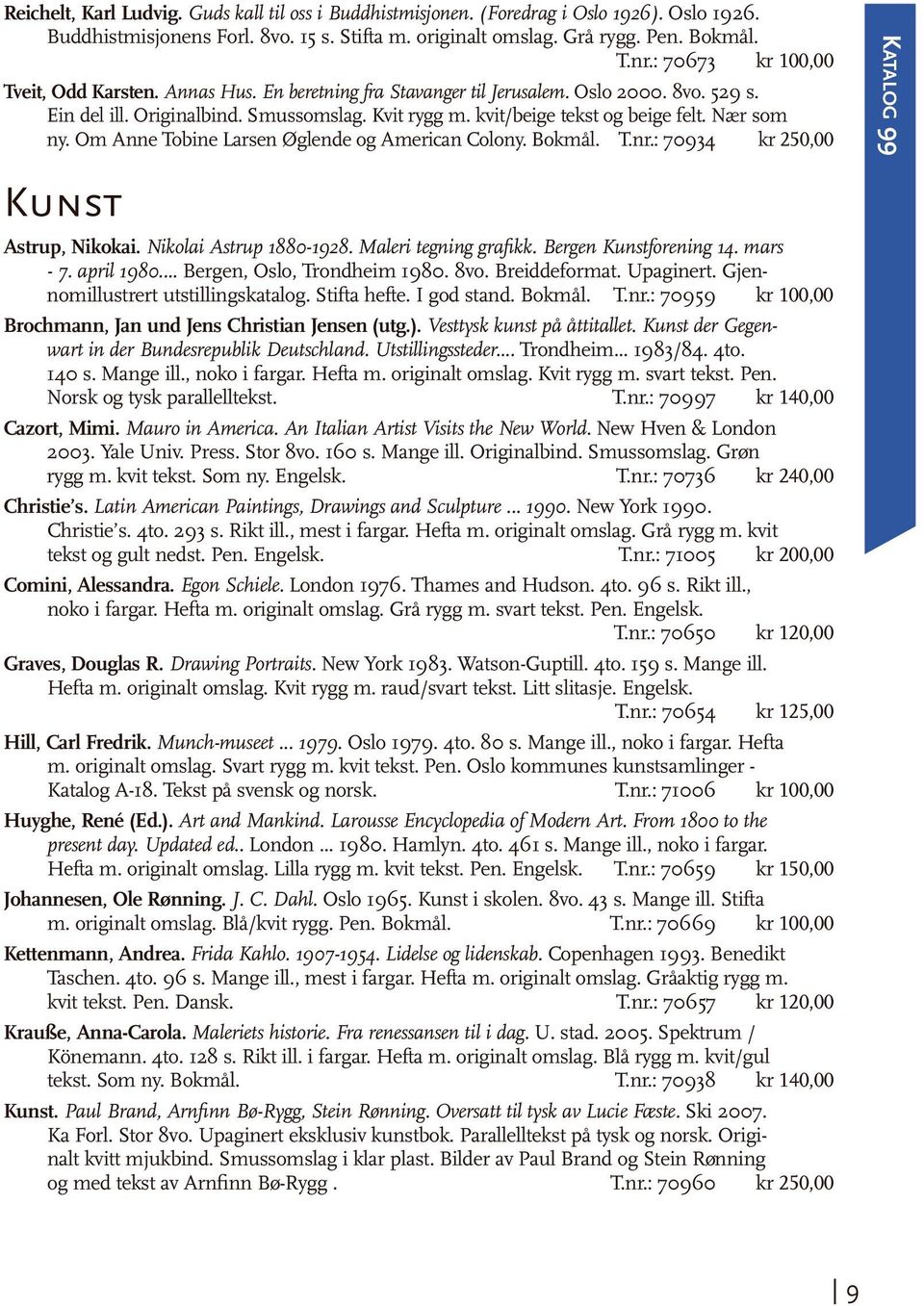 Nær som ny. Om Anne Tobine Larsen Øglende og American Colony. Bokmål. T.nr.: 70934 kr 250,00 Katalog 99 Kunst Astrup, Nikokai. Nikolai Astrup 1880-1928. Maleri tegning grafikk.