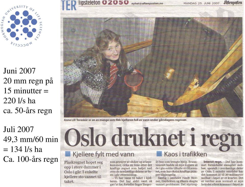 50-års regn Juli 2007 49,3