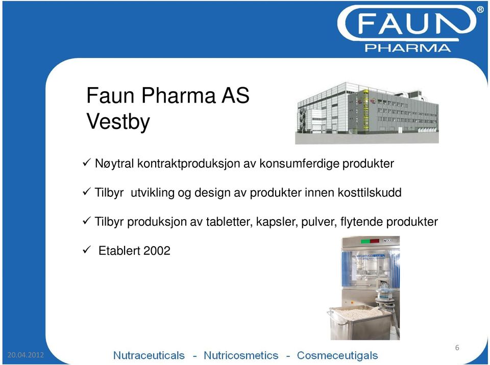 produkter innen kosttilskudd Tilbyr produksjon av