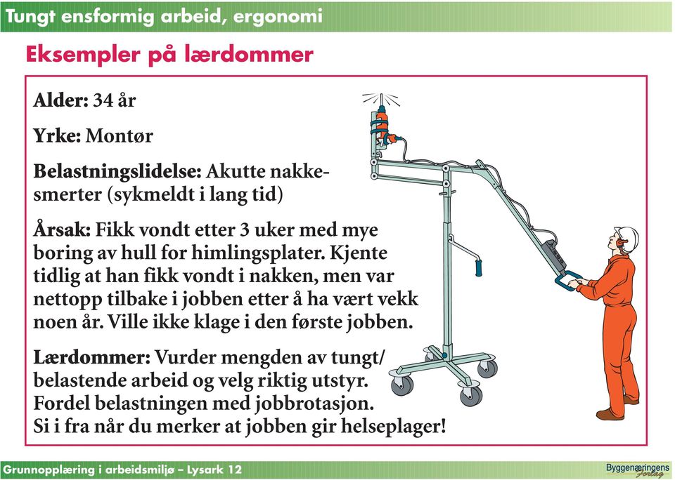 Kjente tidlig at han fikk vondt i nakken, men var nettopp tilbake i jobben etter å ha vært vekk noen år. Ville ikke klage i den første jobben.