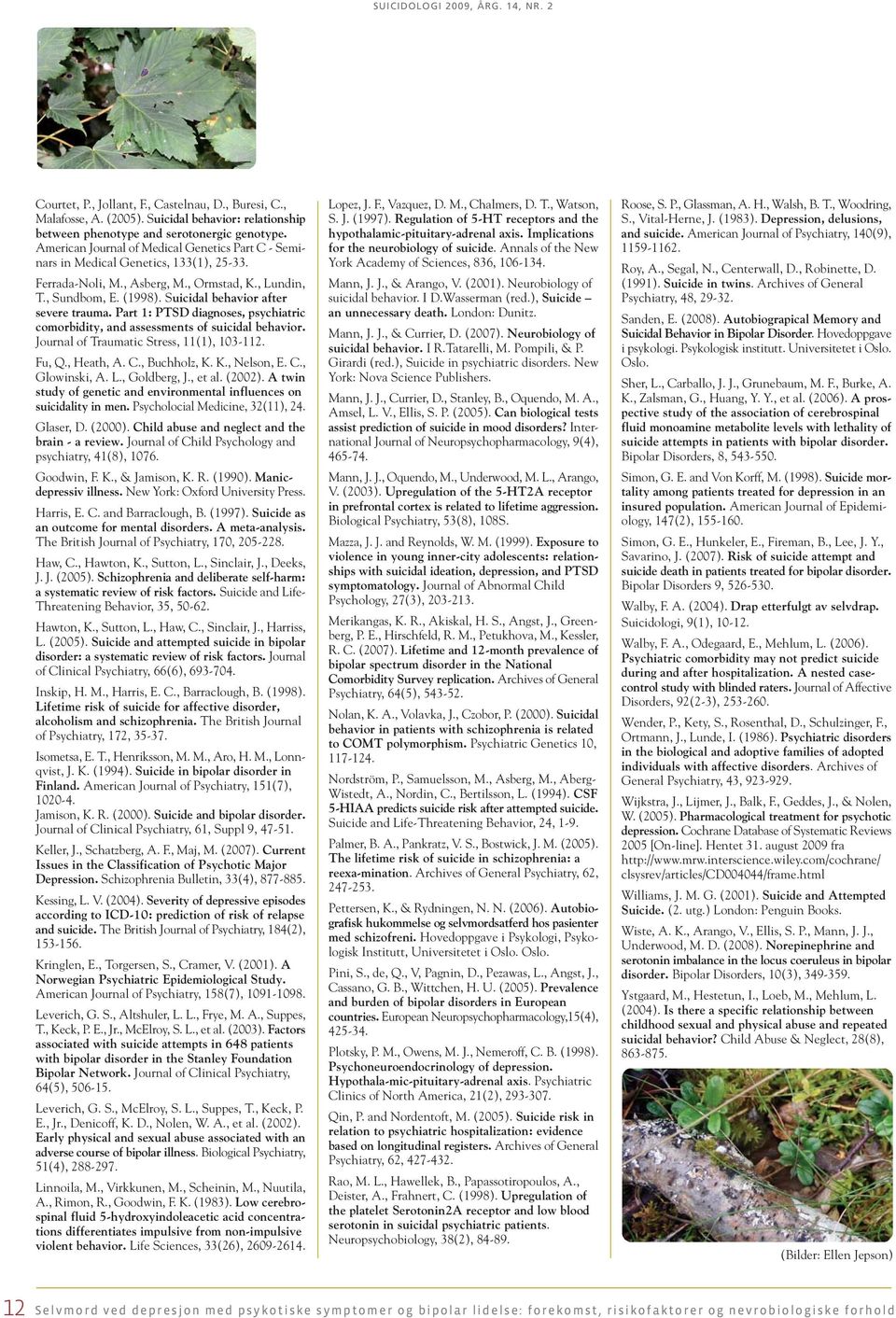 Suicidal behavior after severe trauma. Part 1: PTSD diagnoses, psychiatric comorbidity, and assessments of suicidal behavior. Journal of Traumatic Stress, 11(1), 103-112. Fu, Q., Heath, A. C.