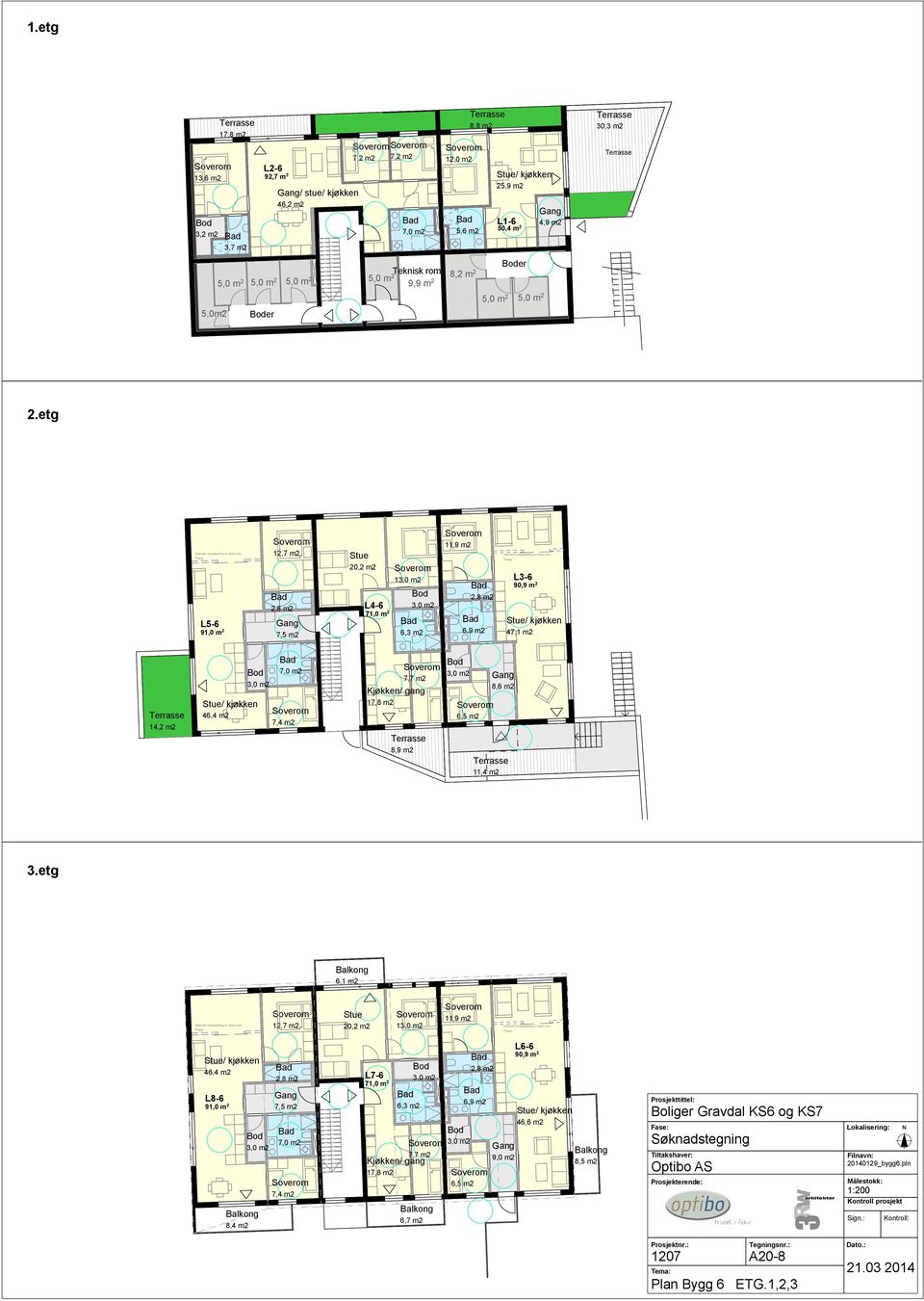 etg 6,1 m2 Alternativ romoppdeling m. ekstra rom.