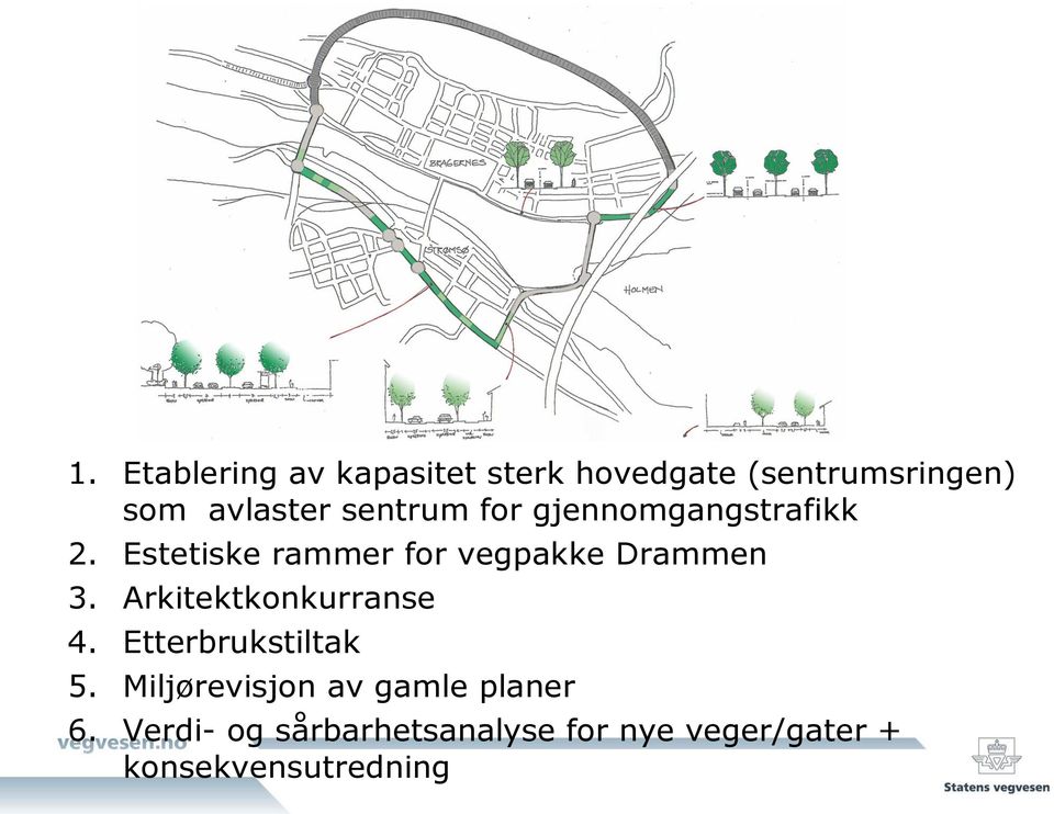Estetiske rammer for vegpakke Drammen 3. Arkitektkonkurranse 4.