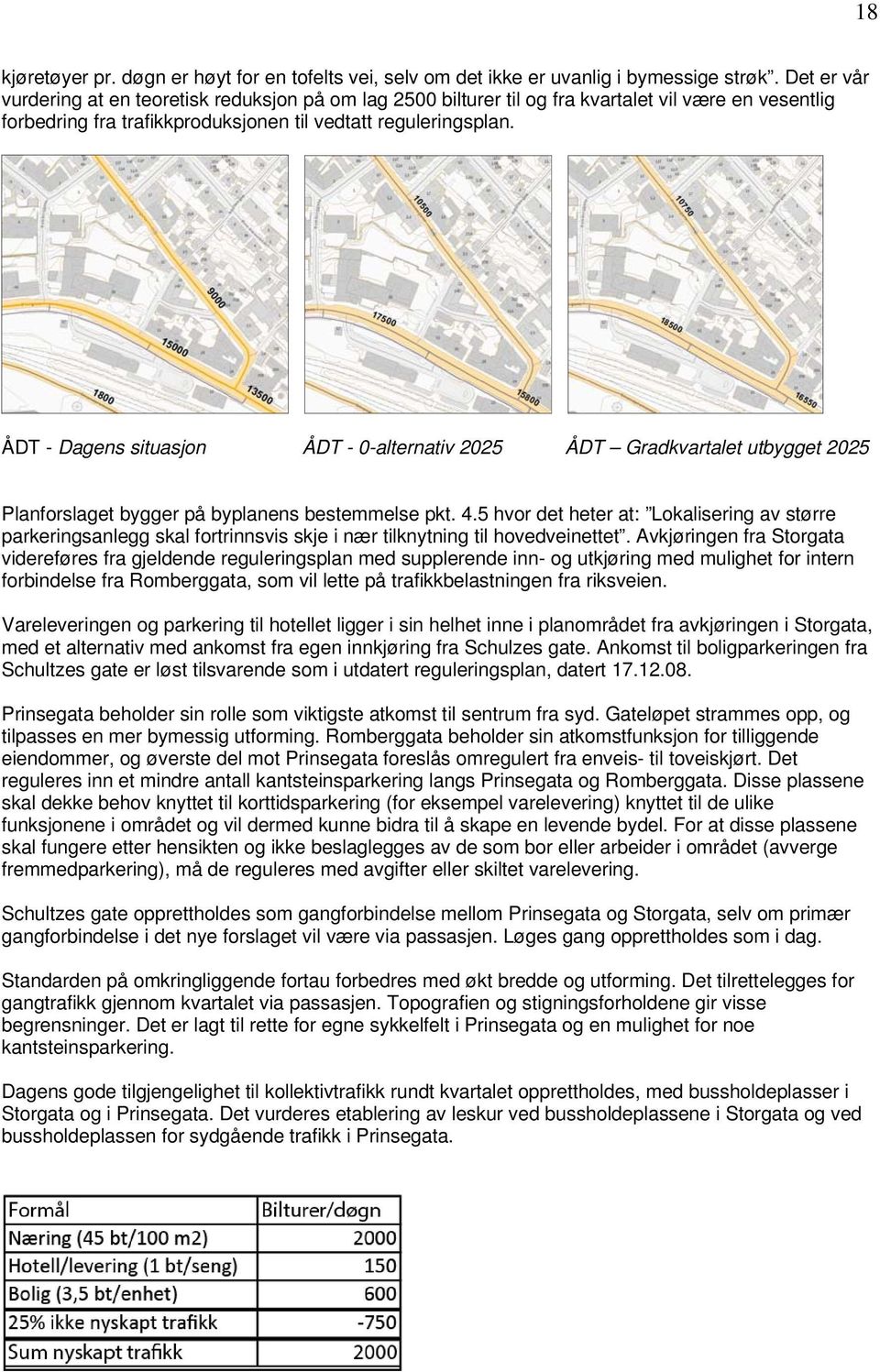 ÅDT - Dagens situasjon ÅDT - 0-alternativ 2025 ÅDT Gradkvartalet utbygget 2025 Planforslaget bygger på byplanens bestemmelse pkt. 4.