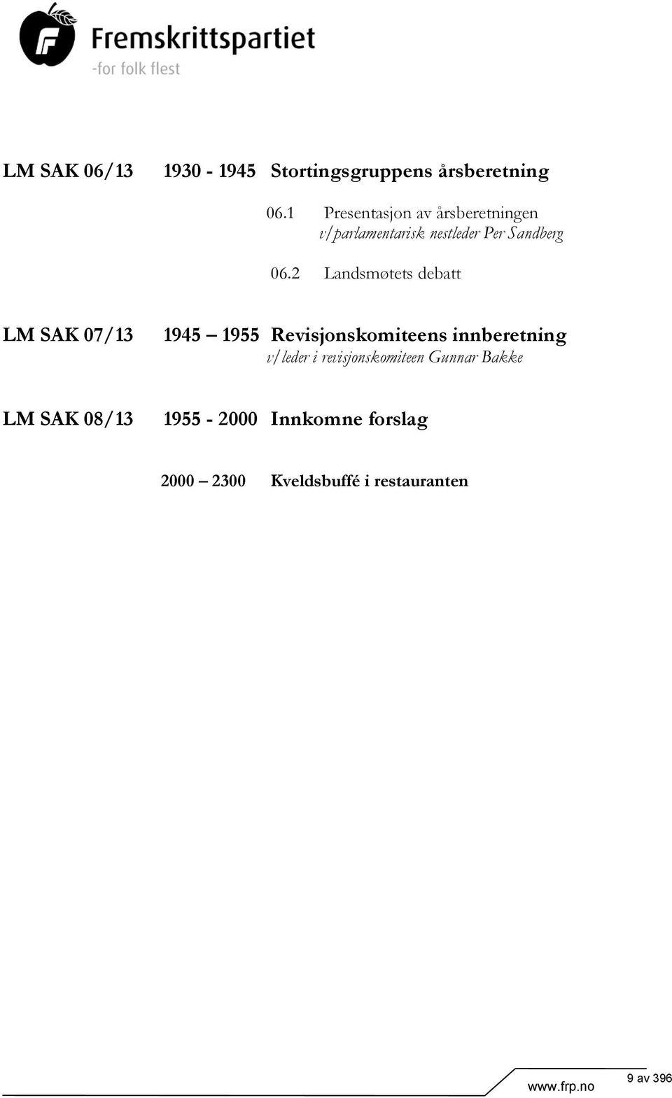 2 Landsmøtets debatt LM SAK 07/13 1945 1955 Revisjonskomiteens innberetning v/leder i