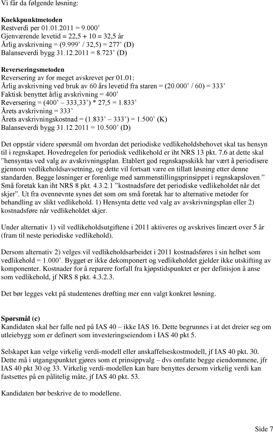 000 / 60) = 333 Faktisk benyttet årlig avskrivning = 400 Reversering = (400 333,33 ) * 27,5 = 1.833 Årets avskrivning = 333 Årets avskrivningskostnad = (1.833 333 ) = 1.500 (K) Balanseverdi bygg 31.