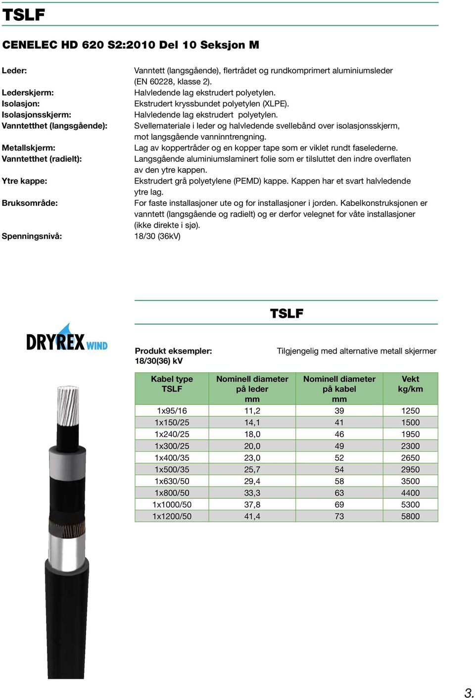 Lag av koppertråder og en kopper tape som er viklet rundt faselederne. Langsgående aluminiumslaminert folie som er tilsluttet den indre overflaten av den ytre kappen.