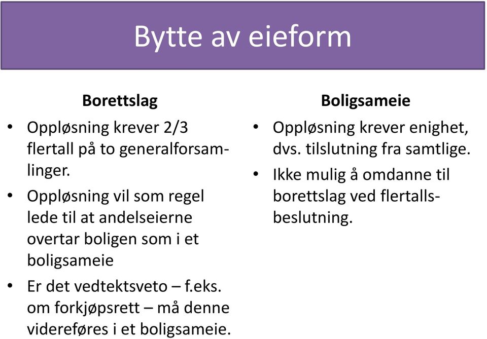 det vedtektsveto f.eks. om forkjøpsrett må denne videreføres i et boligsameie.