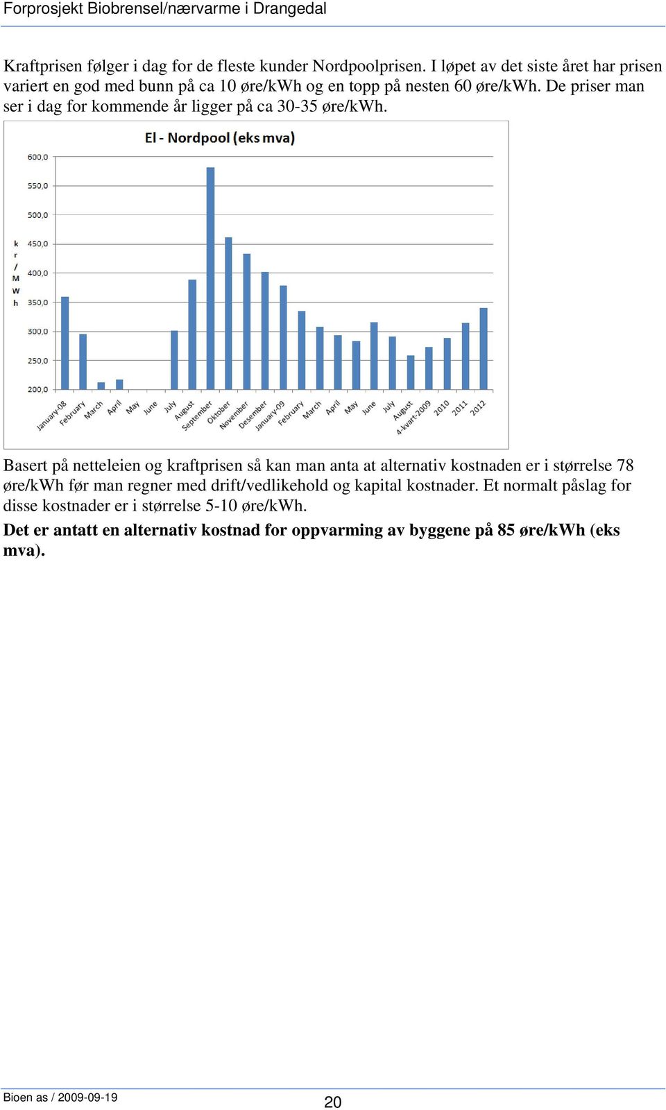 De priser man ser i dag for kommende år ligger på ca 30-35 øre/kwh.