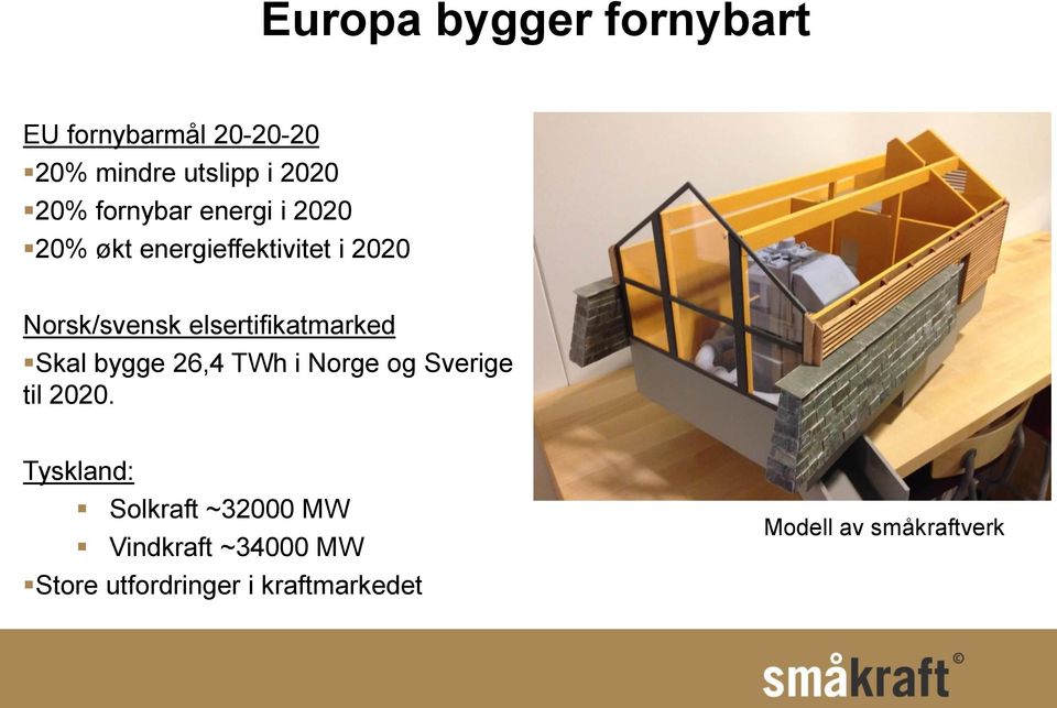 elsertifikatmarked Skal bygge 26,4 TWh i Norge og Sverige til 2020.