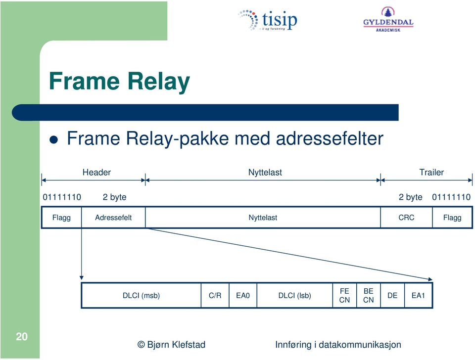 01111110 Flagg Adressefelt Nyttelast CRC Flagg