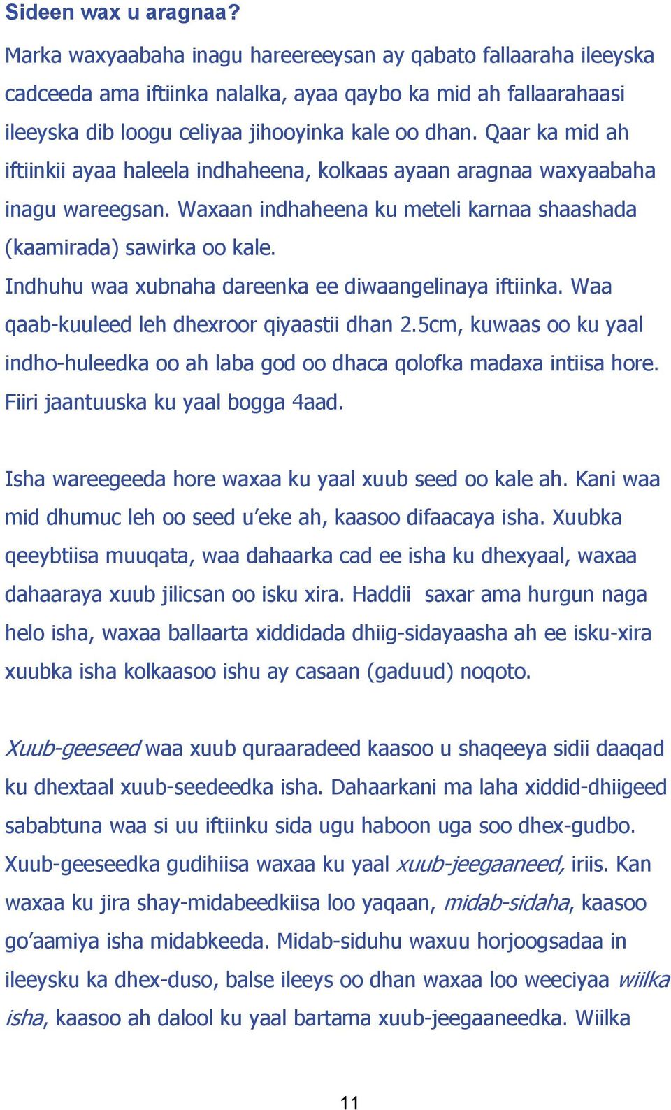 Qaar ka mid ah iftiinkii ayaa haleela indhaheena, kolkaas ayaan aragnaa waxyaabaha inagu wareegsan. Waxaan indhaheena ku meteli karnaa shaashada (kaamirada) sawirka oo kale.