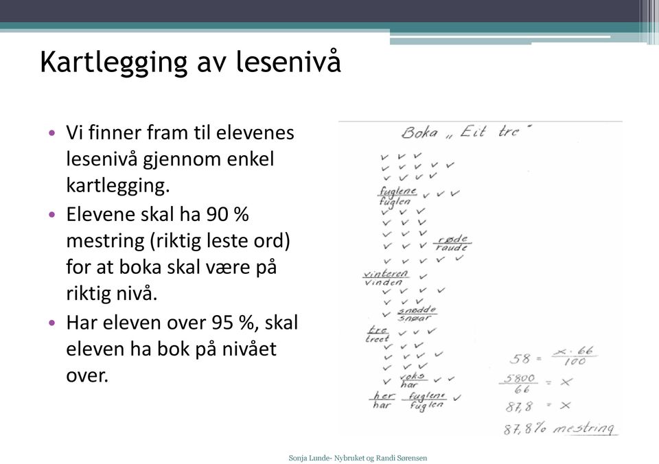 Elevene skal ha 90 % mestring (riktig leste ord) for at boka