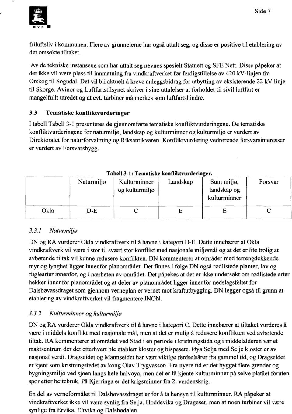 Disse påpeker at det ikke vil være plass til innmatning fra vindkraftverket før ferdigstillelse av 420 kv-linjen fra Ørskog til Sogndal.