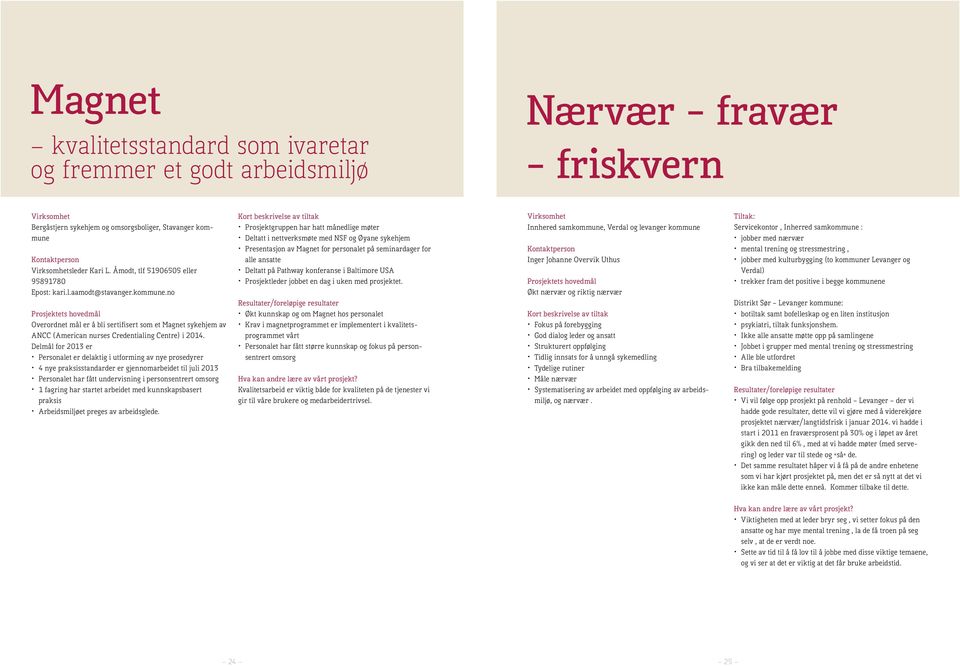 Delmål for 2013 er Personalet er delaktig i utforming av nye prosedyrer 4 nye praksisstandarder er gjennomarbeidet til juli 2013 Personalet har fått undervisning i personsentrert omsorg 1 fagring har