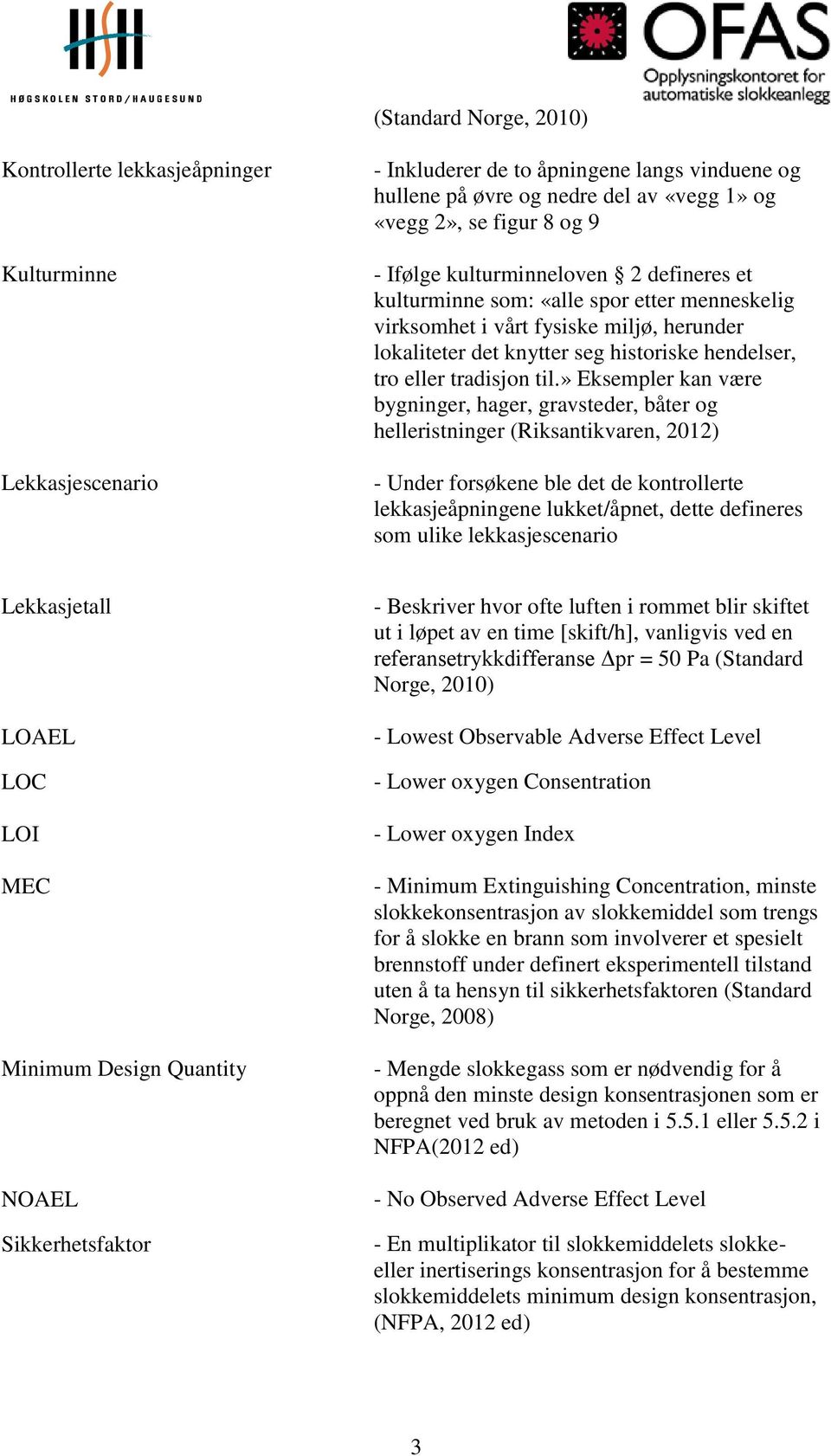 til.» Eksempler kan være bygninger, hager, gravsteder, båter og helleristninger (Riksantikvaren, 2012) - Under forsøkene ble det de kontrollerte lekkasjeåpningene lukket/åpnet, dette defineres som