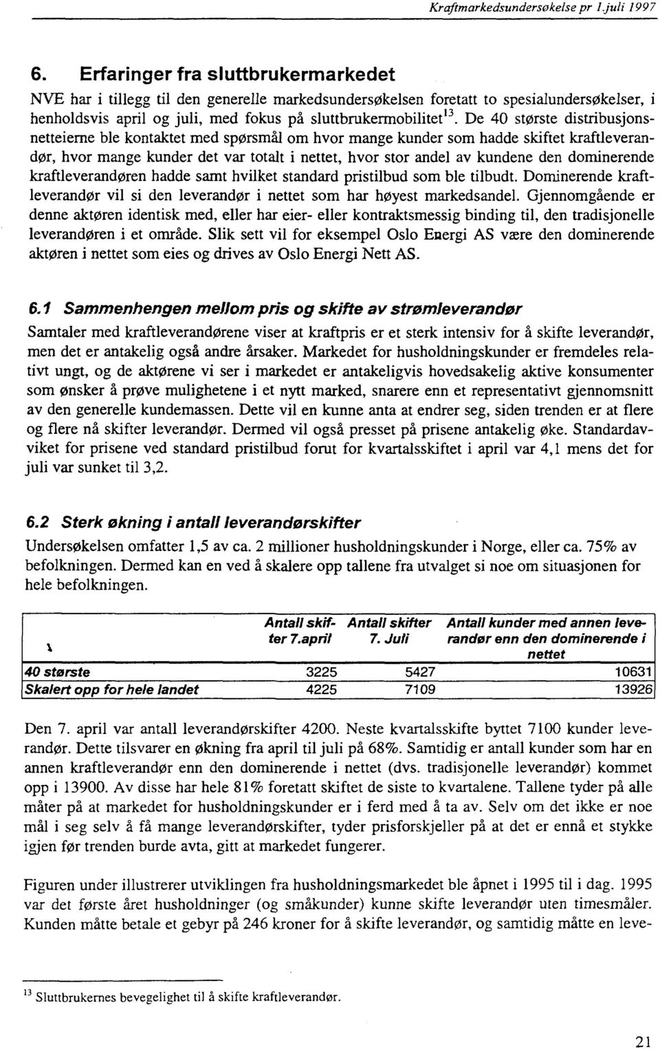 De 40 største distribusjonsnetteierne ble kontaktet med spørsmål om hvor mange kunder som hadde skiftet kraftleverandør, hvor mange kunder det var totalt i nettet, hvor stor andel av kundene den