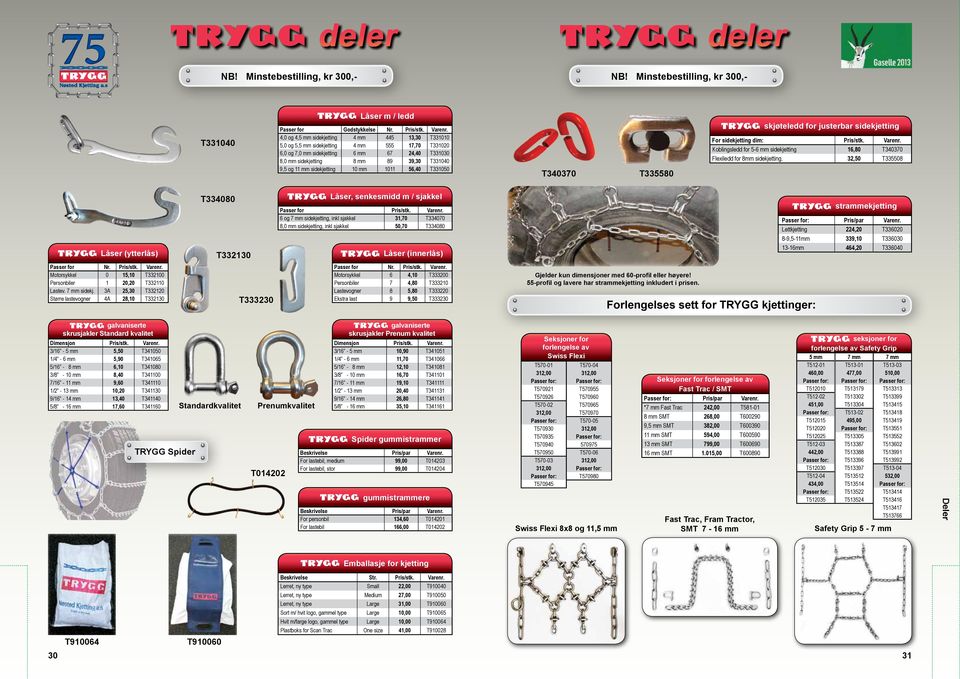 11 mm sidekjetting 10 mm 1011 56,40 T331050 T340370 T335580 skjøteledd for justerbar sidekjetting For sidekjetting dim: Pris/stk. Varenr.