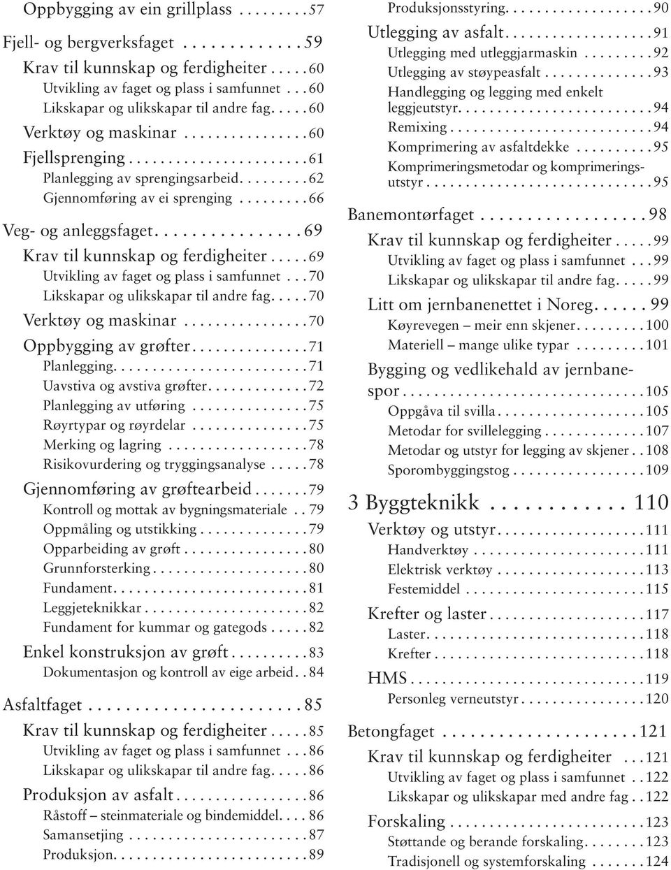 ..69 Utvikling av faget og plass i samfunnet... 70 Likskapar og ulikskapar til andre fag...70 Verktøy og maskinar...70 Oppbygging av grøfter...71 Planlegging....71 Uavstiva og avstiva grøfter.