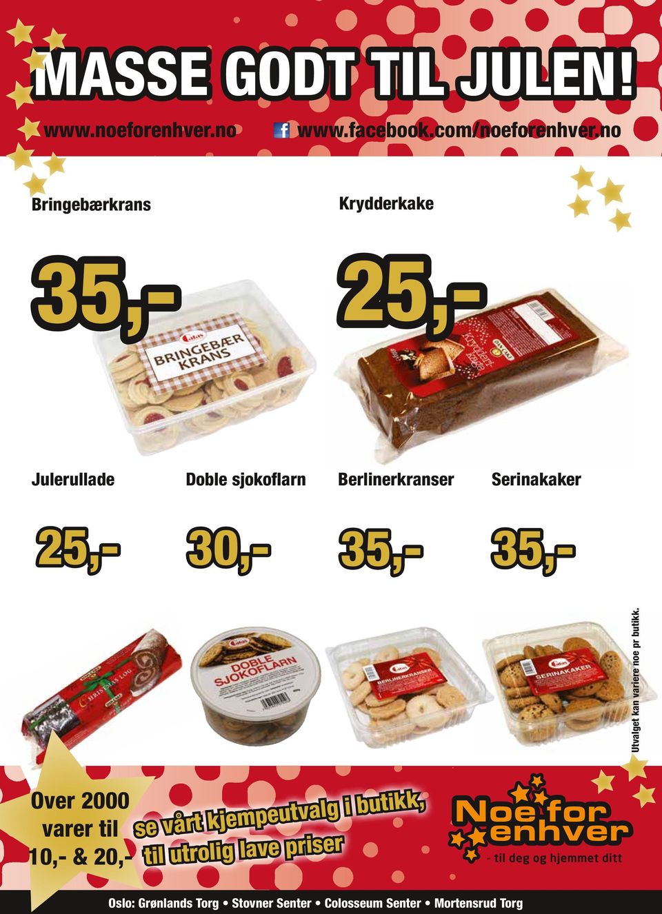 no Bringebærkrans Krydderkake 25,- 35,- 35,-