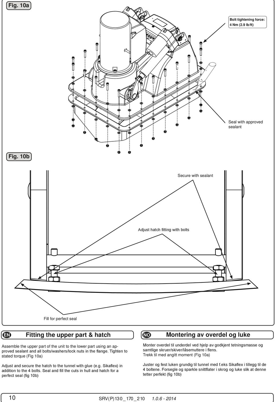 Montering av overdel og luke Assemble the upper part of the unit to the lower part