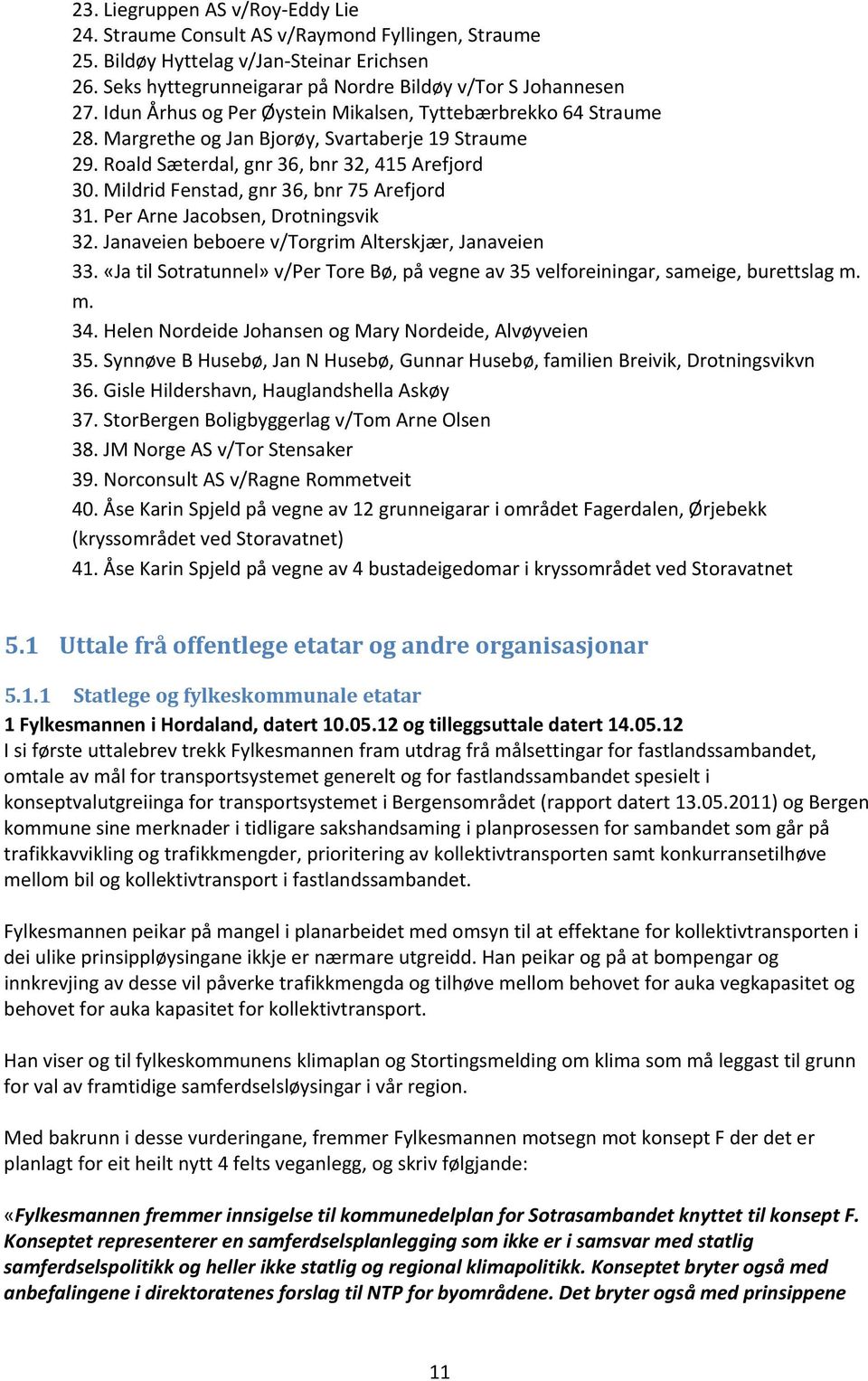 Mildrid Fenstad, gnr 36, bnr 75 Arefjord 31. Per Arne Jacobsen, Drotningsvik 32. Janaveien beboere v/torgrim Alterskjær, Janaveien 33.