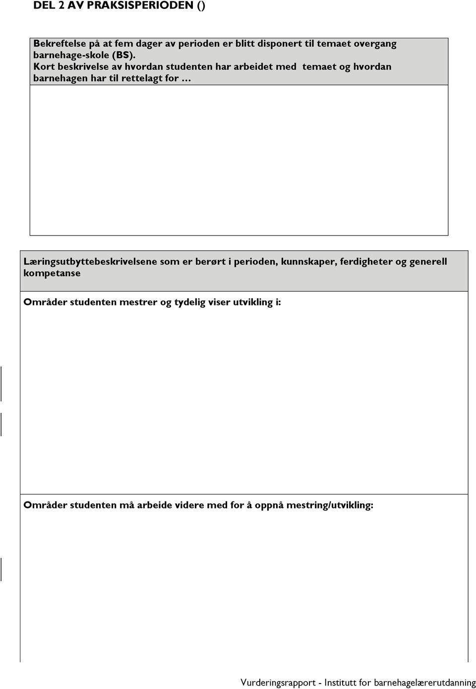 Kort beskrivelse av hvordan studenten har arbeidet med temaet og hvordan barnehagen har til rettelagt