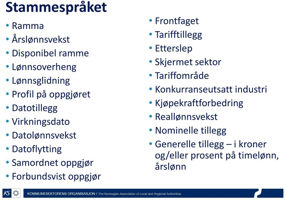 Frontfaget Tarifftillegg Etterslep Skjermet sektor Tariffområde Konkurranseutsatt industri