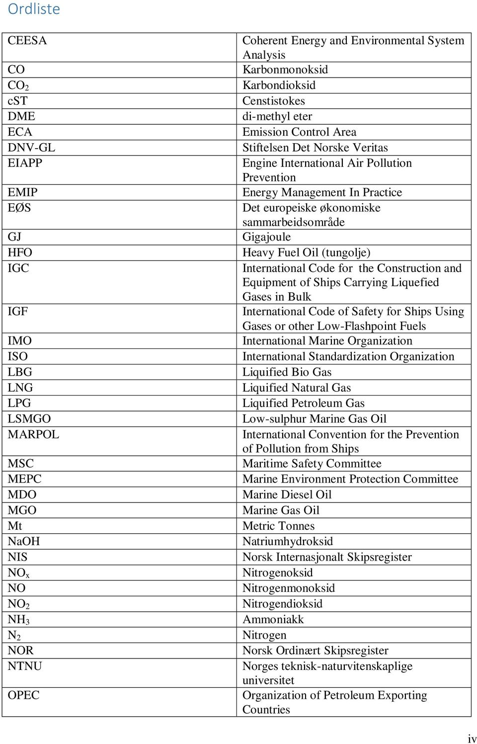 Management In Practice Det europeiske økonomiske sammarbeidsområde Gigajoule Heavy Fuel Oil (tungolje) International Code for the Construction and Equipment of Ships Carrying Liquefied Gases in Bulk