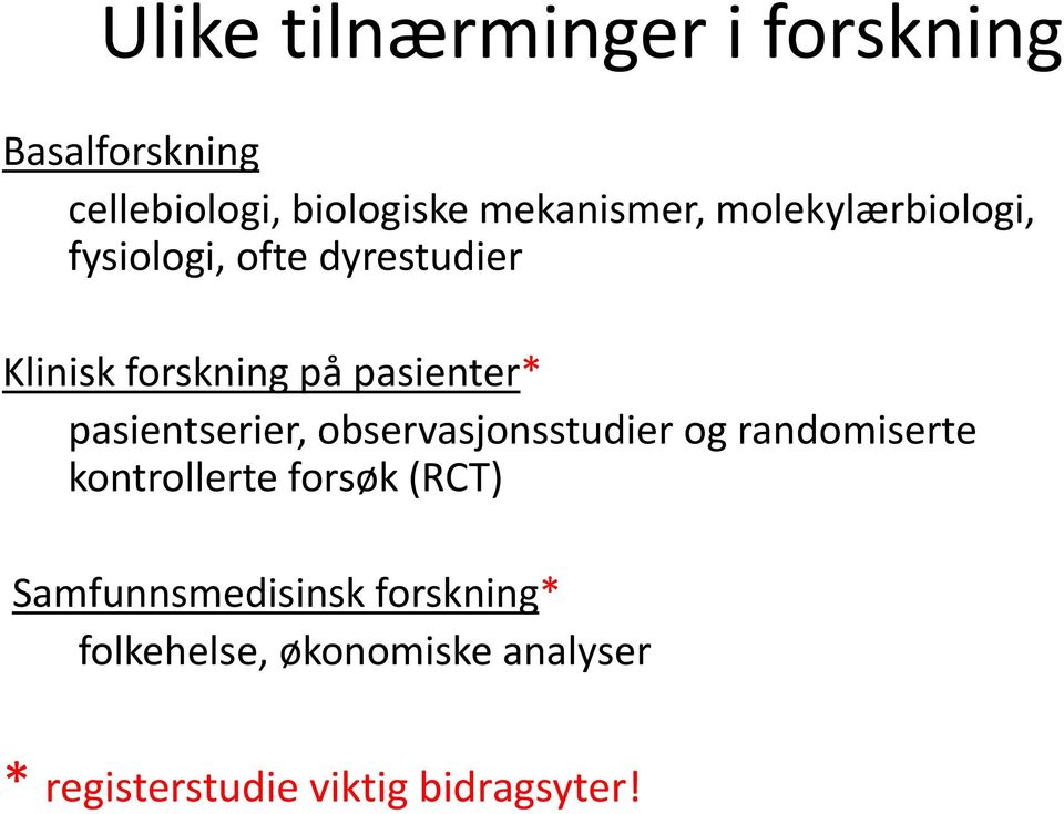 pasientserier, observasjonsstudier og randomiserte kontrollerte forsøk (RCT)