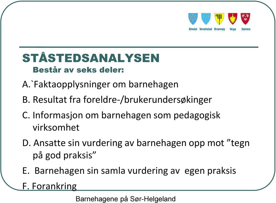 Informasjon om barnehagen som pedagogisk virksomhet D.