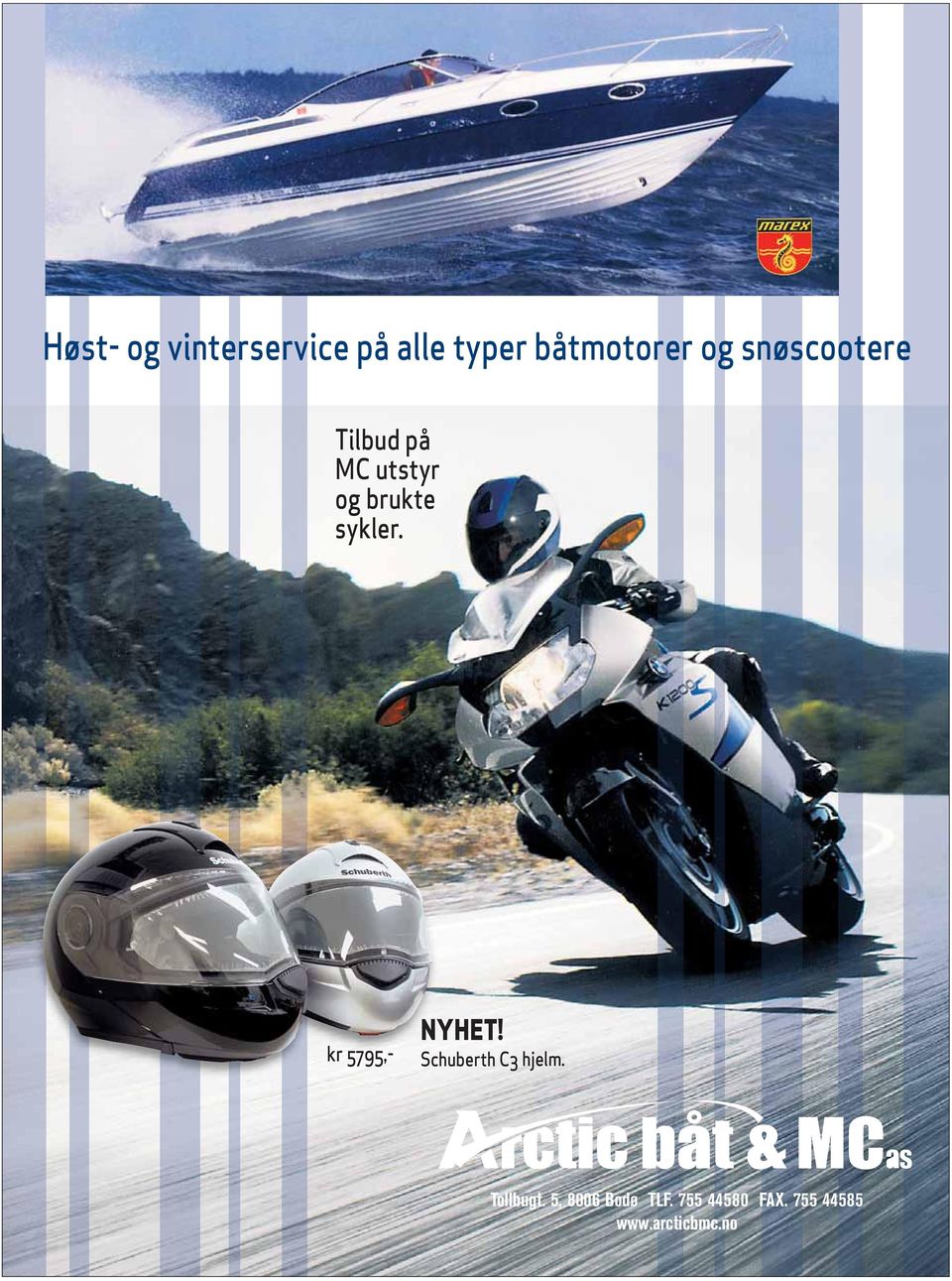 kr 5795,- NYHET! Schuberth C3 hjelm. Tollbugt.