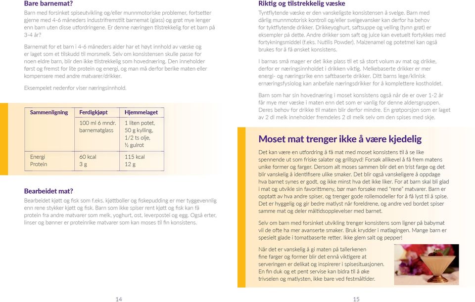 Er denne næringen tilstrekkelig for et barn på 3-4 år? Barnemat for et barn i 4-6 måneders alder har et høyt innhold av væske og er laget som et tilskudd til morsmelk.