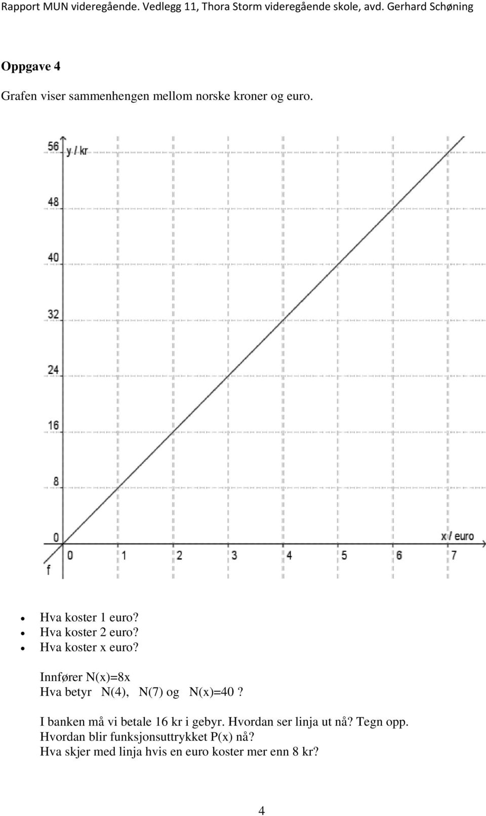 Innfører N(x)=8x Hva betyr N(4), N(7) og N(x)=40? I banken må vi betale 16 kr i gebyr.