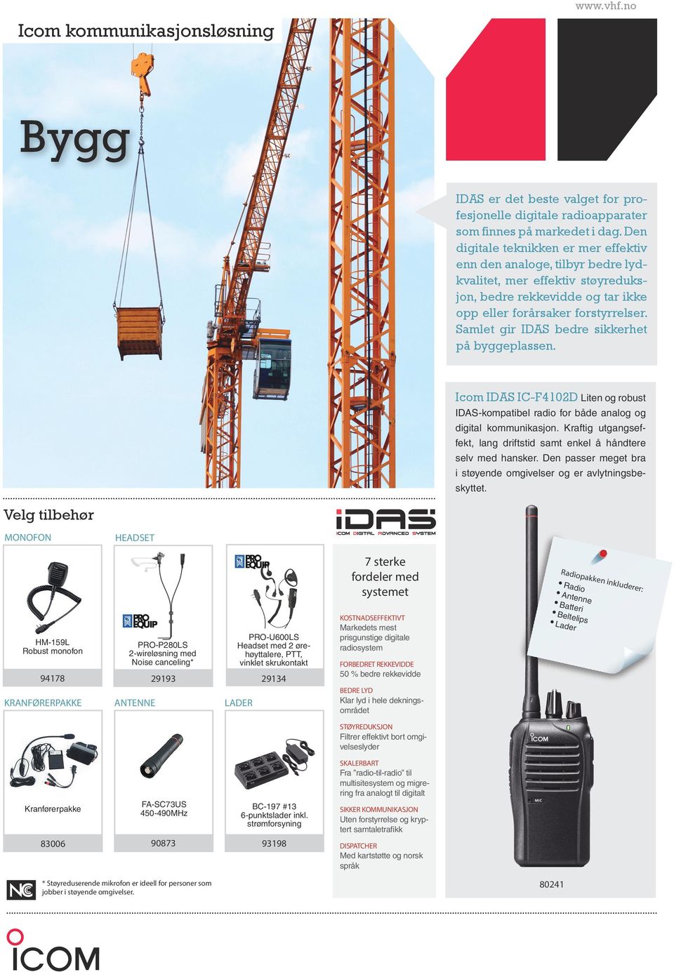 Samlet gir IDAS bedre sikkerhet på byggeplassen. Icom IDAS IC-F4102D Liten og robust IDAS-kompatibel radio for både analog og digital kommunikasjon.