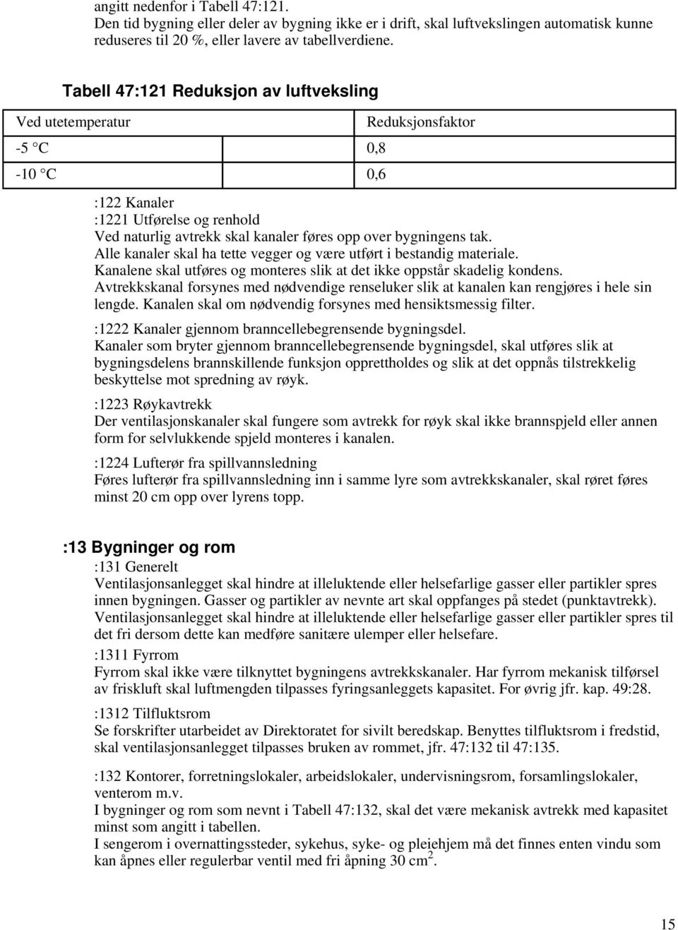 Alle kanaler skal ha tette vegger og være utført i bestandig materiale. Kanalene skal utføres og monteres slik at det ikke oppstår skadelig kondens.