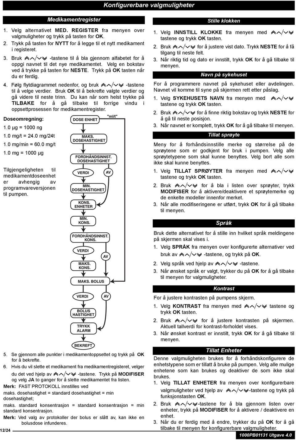 Velg en bokstav ved å trykke på tasten for NESTE. Trykk på OK tasten når du er ferdig. 4. Følg flytdiagrammet nedenfor, og bruk -tastene til å velge verdier.