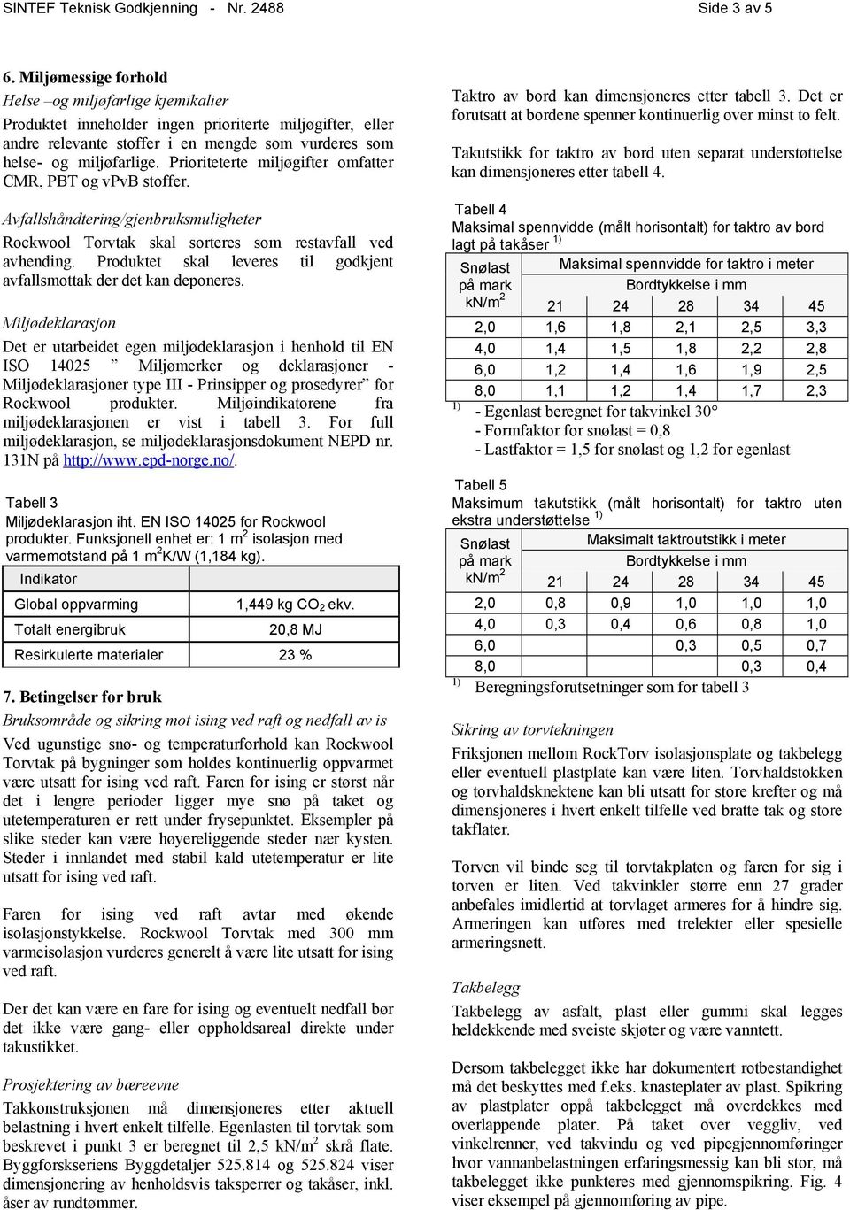 Prioriteterte miljøgifter omfatter CMR, PBT og vpvb stoffer. Avfallshåndtering/gjenbruksmuligheter Rockwool Torvtak skal sorteres som restavfall ved avhending.