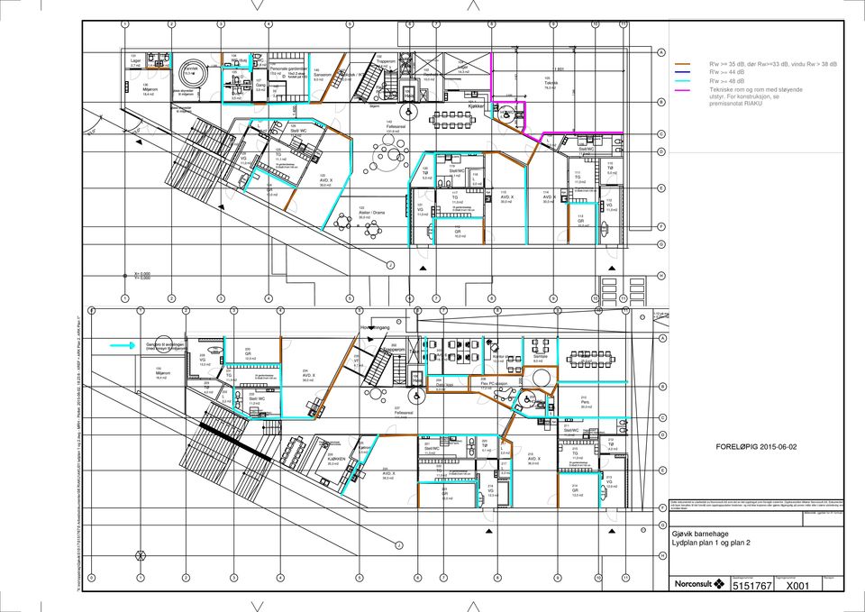 X 30,0 m2 141 Bibliotek / IKT 12,0 m2 102 Trapperom 14,4 m2 122 Atelier / Drama 30,0 m2 1 000 143 Fellesareal 131,9 m2 103 Renhold 10,0 m2 120 TØ 5,0 m2 121 VG 104 Lager 14,3 m2 119 Stell/WC 11,1 m2