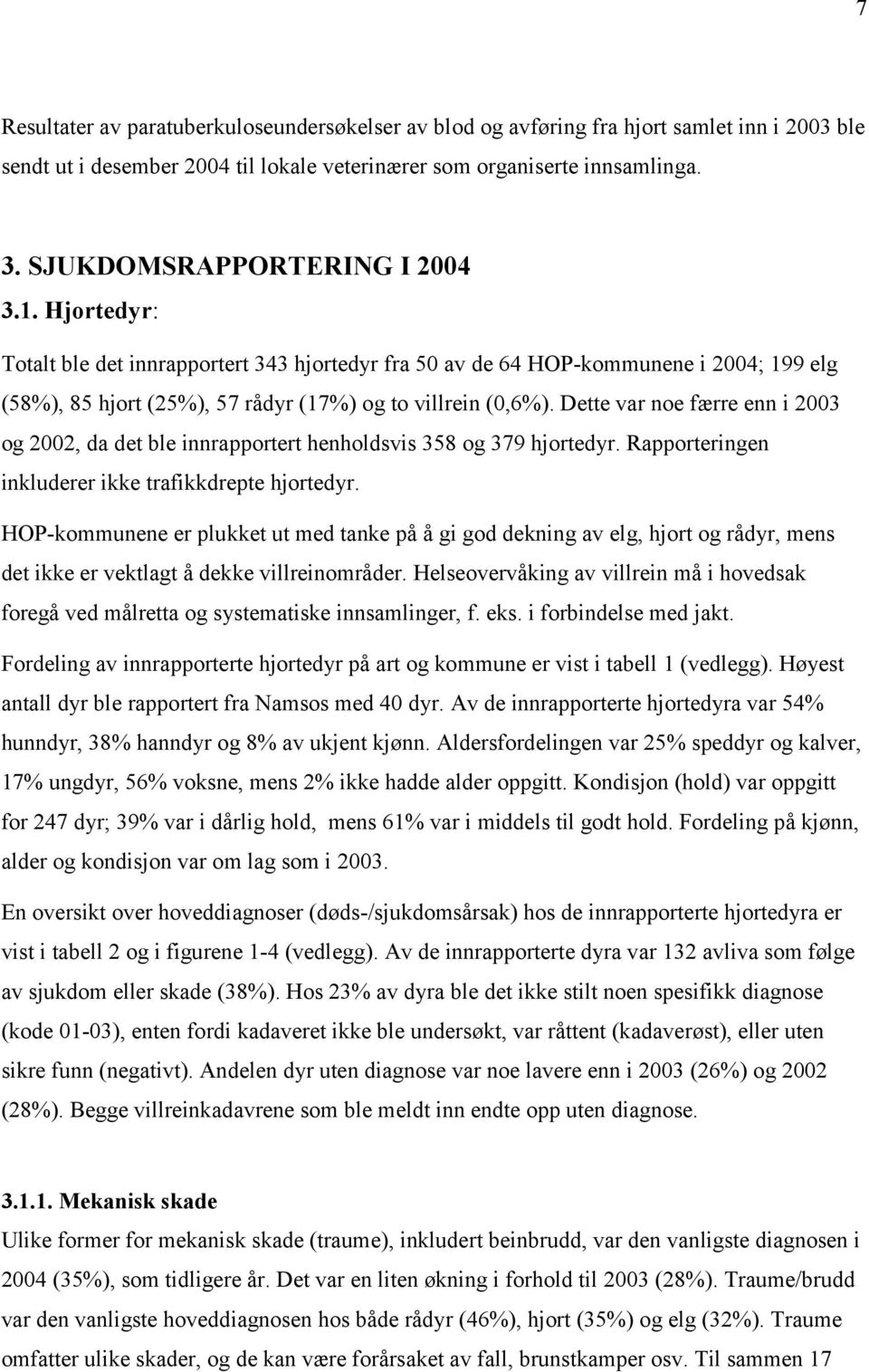 Dette var noe færre enn i 2003 og 2002, da det ble innrapportert henholdsvis 358 og 379 hjortedyr. Rapporteringen inkluderer ikke trafikkdrepte hjortedyr.