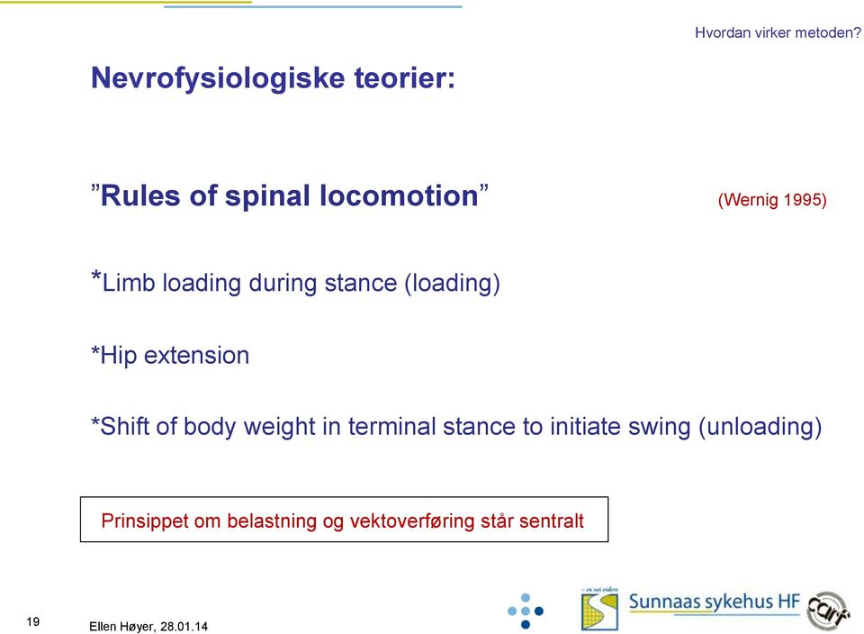 *Limb loading during stance (loading) *Hip extension *Shift of body