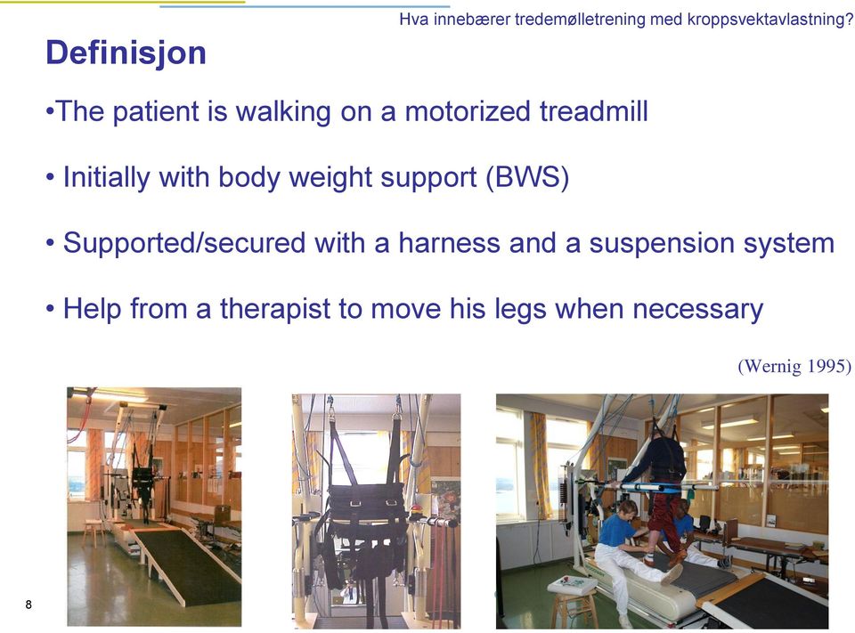 weight support (BWS) Supported/secured with a harness and a suspension