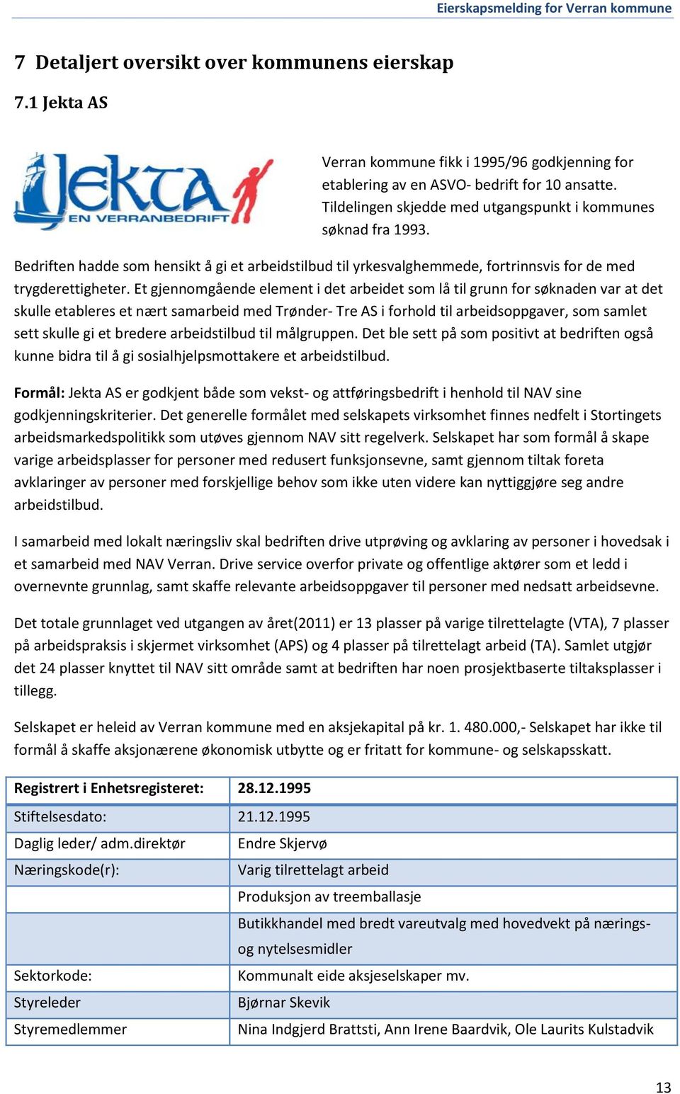 Et gjennomgående element i det arbeidet som lå til grunn for søknaden var at det skulle etableres et nært samarbeid med Trønder- Tre AS i forhold til arbeidsoppgaver, som samlet sett skulle gi et