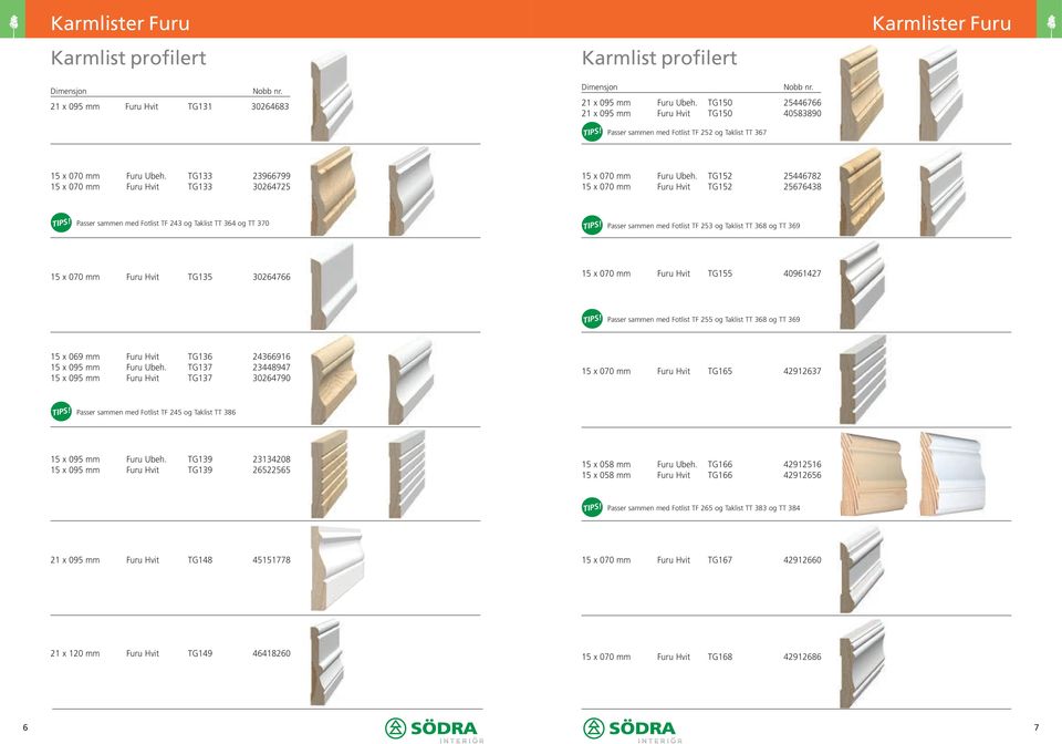 TG133 23966799 15 x 070 mm Furu Hvit TG133 30264725 15 x 070 mm Furu Ubeh.
