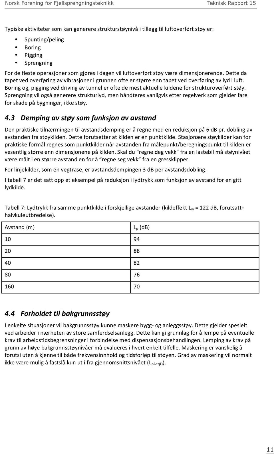 Boring og, pigging ved driving av tunnel er ofte de mest aktuelle kildene for strukturoverført støy.