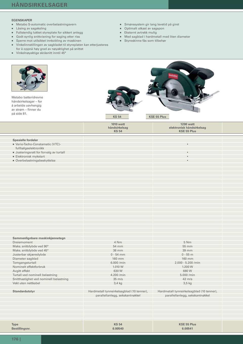 lang levetid på giret Optimalt utkast av sagspon Eksternt avtrekk mulig Med sagblad i hardmetall med liten diameter Styreskinne fås som tilbehør Metabo batteridrevne håndsirkelsager for å arbeide