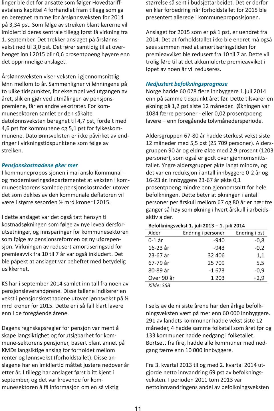 Det fører samtidig til at overhenget inn i 2015 blir 0,6 prosentpoeng høyere enn det opprinnelige anslaget. Årslønnsveksten viser veksten i gjennomsnittlig lønn mellom to år.