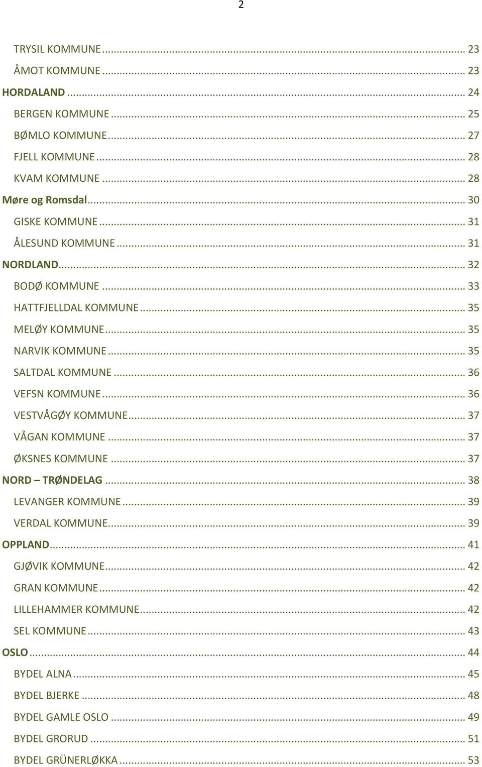 .. 36 VESTVÅGØY KOMMUNE... 37 VÅGAN KOMMUNE... 37 ØKSNES KOMMUNE... 37 NORD TRØNDELAG... 38 LEVANGER KOMMUNE... 39 VERDAL KOMMUNE... 39 OPPLAND... 41 GJØVIK KOMMUNE.