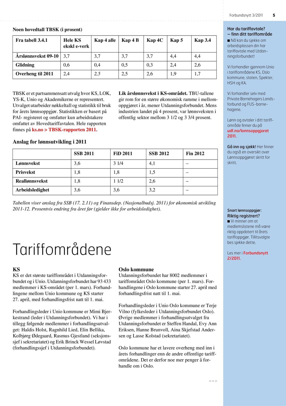 Hele rapporten finnes på ks.no > TBSK-rapporten 2011. Anslag for lønnsutvikling i 2011 Kap 4 alle Kap 4 B Kap 4C Kap 5 Kap 3.